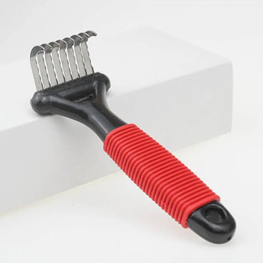 Pet Dematting Comb Undercoat Long Hair Cat Dog Fur Rake Brush with Long Blades & Safety Edges For Removing Mats Tangles & Knots