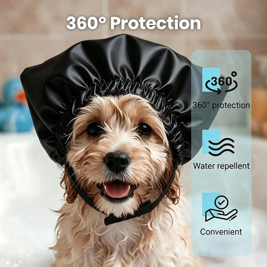 Shower Caps For Dogs Waterproof Reusable Adjustable Straps Cat Bathing Hat For Kittens Puppies Home Salon Grooming Swimming Pool
