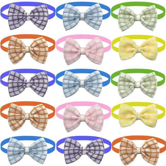 50/100PCS Dog Cat Bowties Adjustable Daily Puppy Collar Bows Classics Stripe Neckties for Small Dog Pet Dog Grooming Accessories