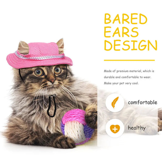 2Pcs Dog Bucket Hat Pet Baseball Cap Small Sun Protection Hats for Cats Dogs Net Visor Summer Outdoor Comfortable Wear Strong