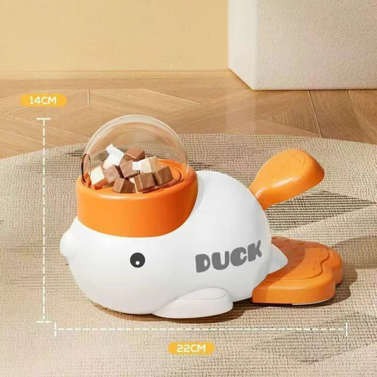 Pet cat and dog toy, little yellow duck pattern, pet intelligence, self-entertainment, food transmitter, leaky food toy