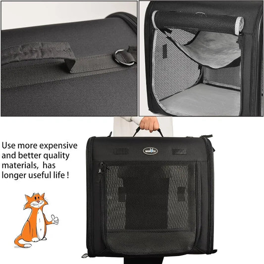Wakytu Two-in-One Foldable Cat and Dog Carrier | Double Pet Transportation Bag