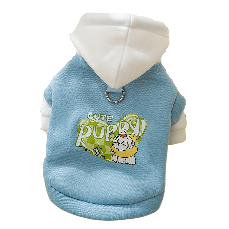Autumn And Winter Dog Thin Fleece, Cool Style, Drawstring, Hooded, Cute Cartoon Hoodie, Small And Medium-sized Dog And Cat Pet Clothing
