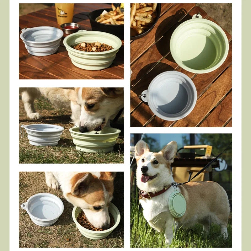 Dog Feeders Folding Silicone Bowl Outdoor Travel Foldable Portable Cat Dog Food Water Container Feeding Tray Bowl Pet Supplies