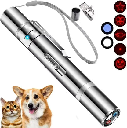 Cat Laser Pointer Toy with 3 Modes & 5 Patterns, USB Rechargeable, Interactive for Cats Dogs Birds