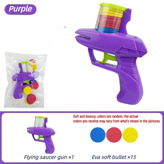 Pet Flying Disc Launcher Toy Durable Chew Resistant Interactive Play Toy with 15 Reusable Foam Discs for Cats Dogs friend's Gift