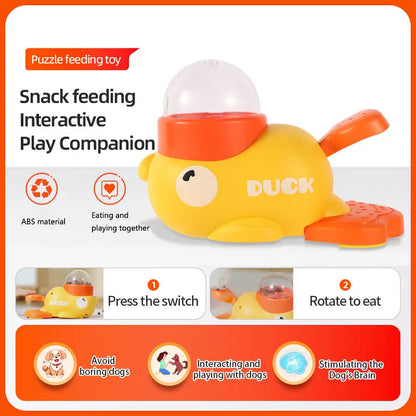 Pet cat and dog toy, little yellow duck pattern, pet intelligence, self-entertainment, food transmitter, leaky food toy