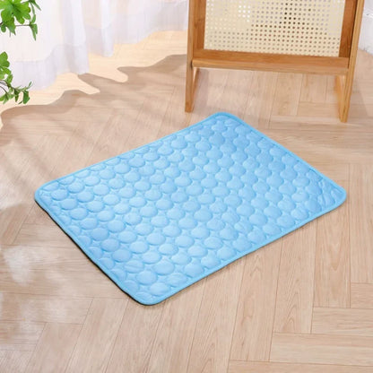 Ice Silk Pet Cooling Mat Cold Feeling Non Slip Washable Breathable Sleeping Pad Summer Nest For Small Medium Large Dog Cat Rest