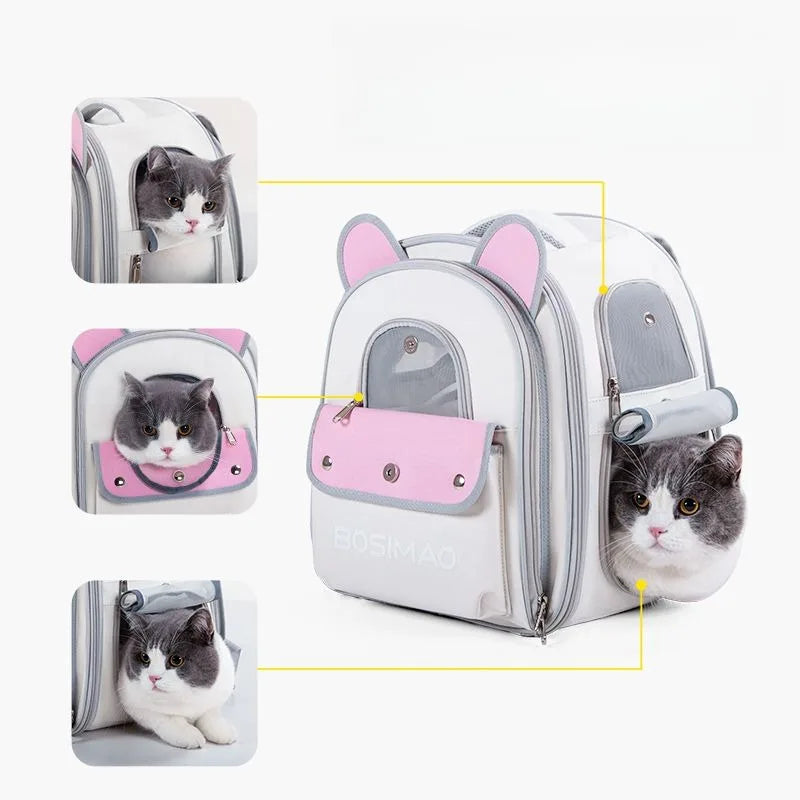 2-in-1 Cat Carrier Backpack Dual Expandable Backpack Foldable Breathable Carrier Pets and Small Dogs transporte pet backpack