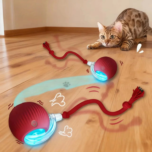 Dog Cat Training Rechargeable Electric Toy New Cat Interactive Ball Toy Automatic Rolling Ball Faux Tail Smart Pet Imitate Mouse