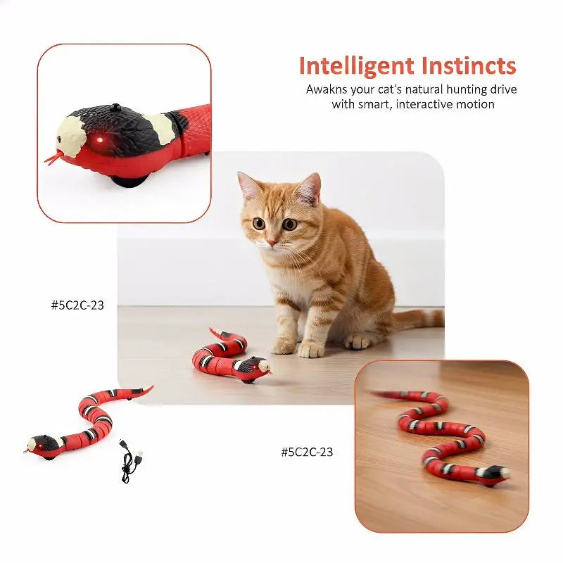 Smart Sensing Interactive Cat Toys Automatic Eletronic Snake Cat Teasering Play USB Rechargeable Kitten Toys For Cats Dogs Pet