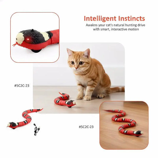 Smart Sensing Interactive Cat Toys Automatic Eletronic Snake Cat Teasering Play USB Rechargeable Kitten Toys For Cats Dogs Pet