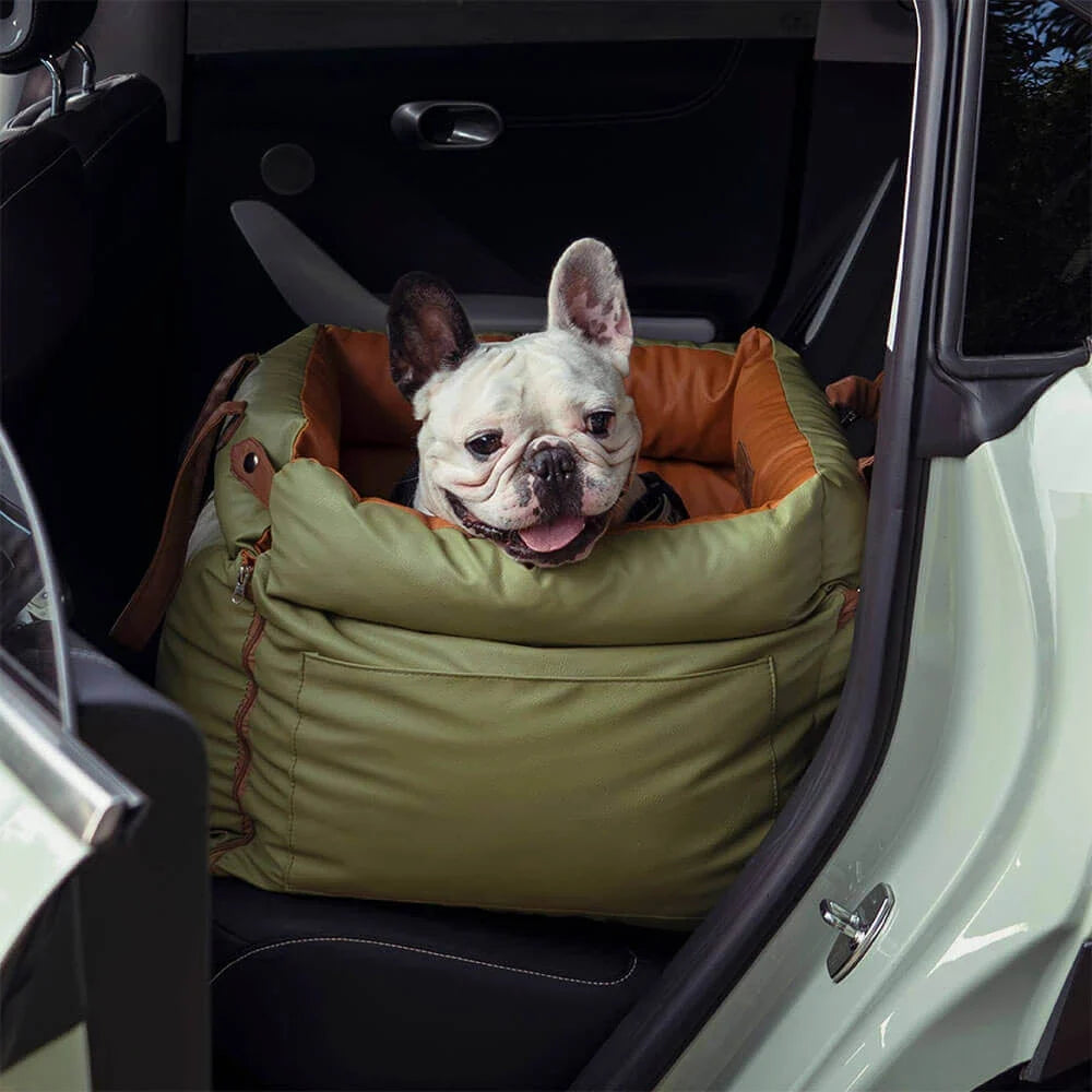 Pet Outing Lathe Luxury Faux Leather Dog Seat Pet Car Booster Bed Multi-Functional Pet Bed for Car Outing Dog/Cat Travel Seat