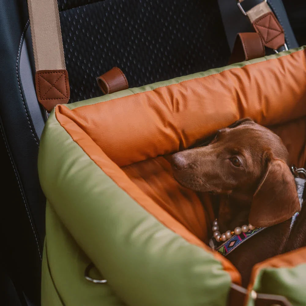 Pet Outing Lathe Luxury Faux Leather Dog Seat Pet Car Booster Bed Multi-Functional Pet Bed for Car Outing Dog/Cat Travel Seat