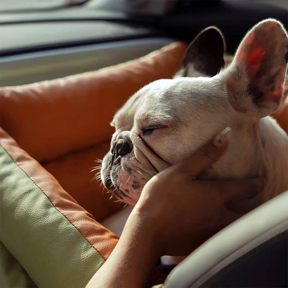 Pet Outing Lathe Luxury Faux Leather Dog Seat Pet Car Booster Bed Multi-Functional Pet Bed for Car Outing Dog/Cat Travel Seat