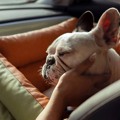 Pet Outing Lathe Luxury Faux Leather Dog Seat Pet Car Booster Bed Multi-Functional Pet Bed for Car Outing Dog/Cat Travel Seat
