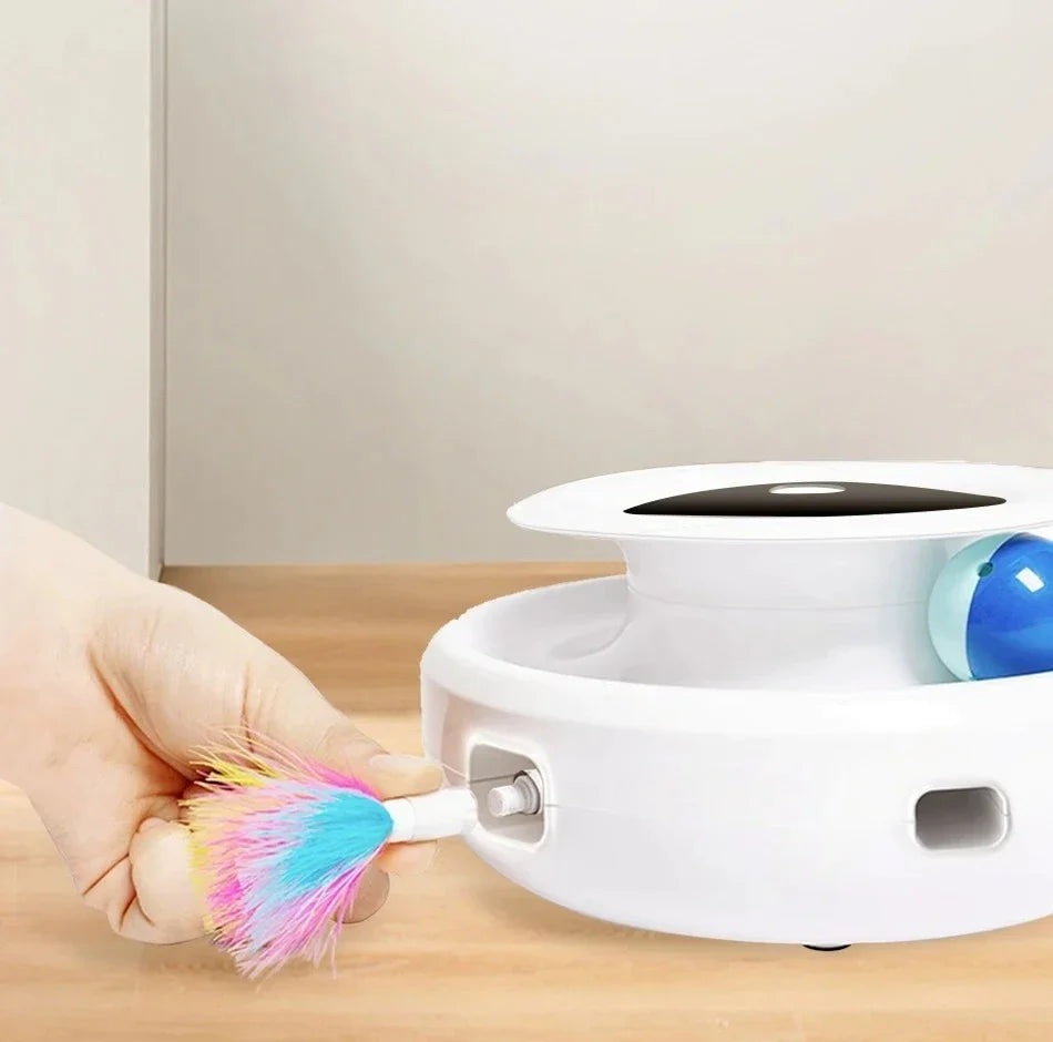 2 in 1 Smart Cat Toys Automatic Feather Fun Ball Toy Set For Cat Dog 5 Modes Interactive Pet Toy Accessories
