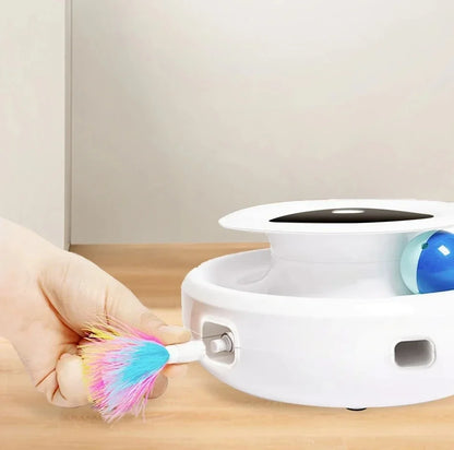 2 in 1 Smart Cat Toys Automatic Feather Fun Ball Toy Set For Cat Dog 5 Modes Interactive Pet Toy Accessories