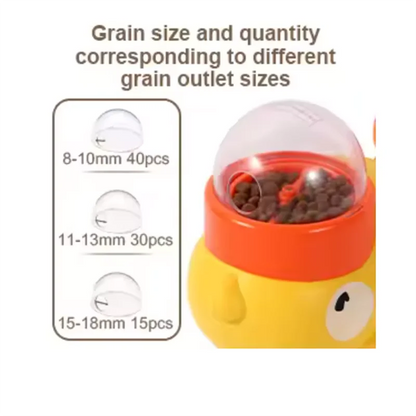 Pet cat and dog toy, little yellow duck pattern, pet intelligence, self-entertainment, food transmitter, leaky food toy
