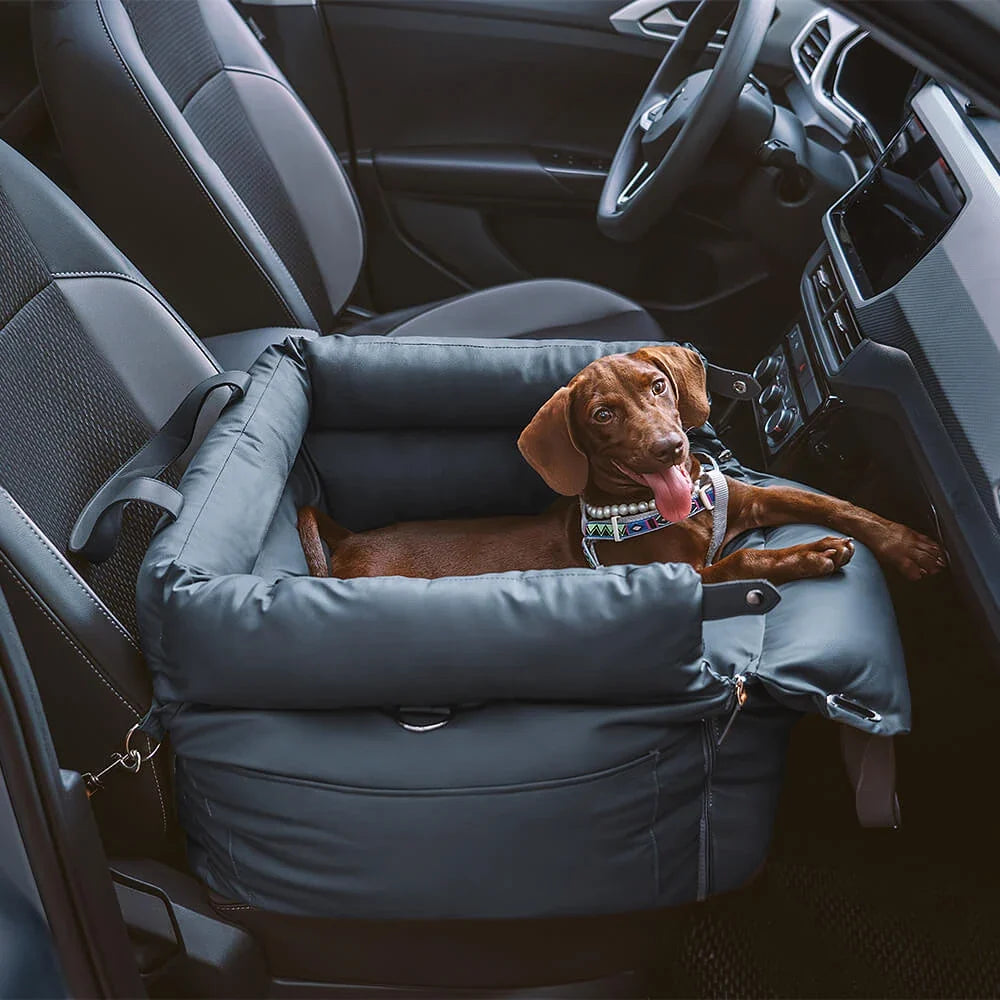 Pet Outing Lathe Luxury Faux Leather Dog Seat Pet Car Booster Bed Multi-Functional Pet Bed for Car Outing Dog/Cat Travel Seat