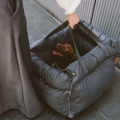 Pet Outing Lathe Luxury Faux Leather Dog Seat Pet Car Booster Bed Multi-Functional Pet Bed for Car Outing Dog/Cat Travel Seat