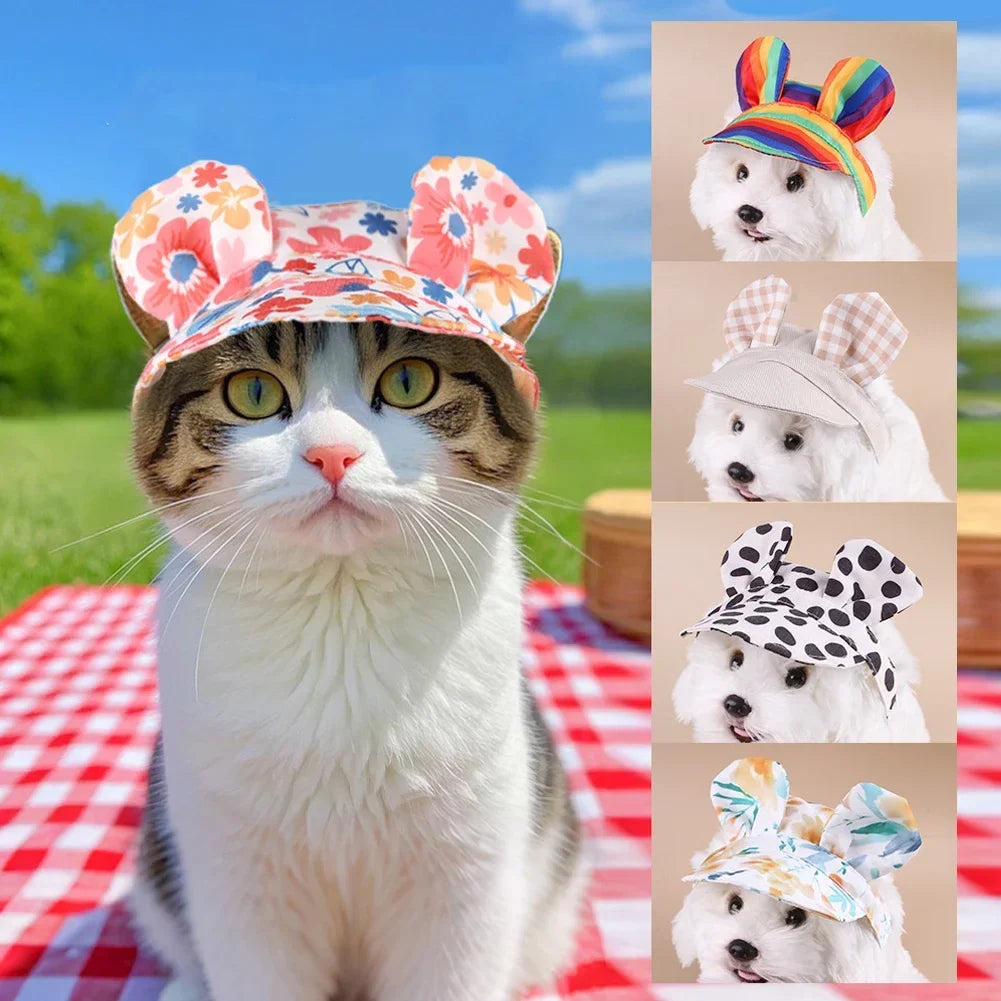 Rainbow Spring Pet Dog Cat Cap Breathable Sunhat Cloth Mesh Canvas Hat For Small Medium Dogs Cats Caps Pet Products
