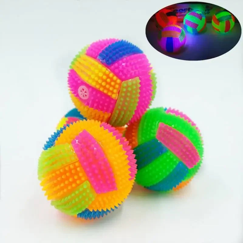 Glowing Ball Dog Toy Led Puppy Bouncy Chew Dog Ball Molar Toy Pet Color Light Ball Interactive Toys for Cats Small Pet Supplies