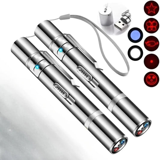 Interactive Pet Laser Pointer Toy Rechargeable for Cats and Dogs LED Light 5 Switchable Patterns Indoor Exercise Play Boredom