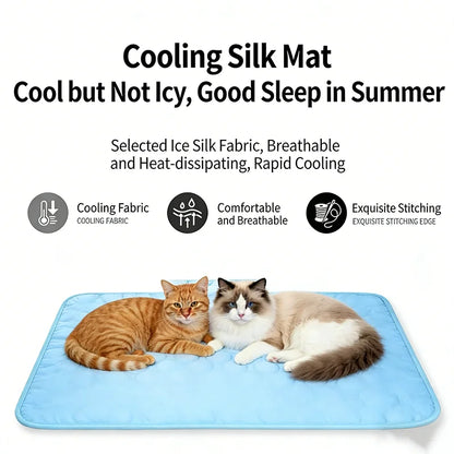 Ice Silk Pet Cooling Mat Cold Feeling Non Slip Washable Breathable Sleeping Pad Summer Nest For Small Medium Large Dog Cat Rest
