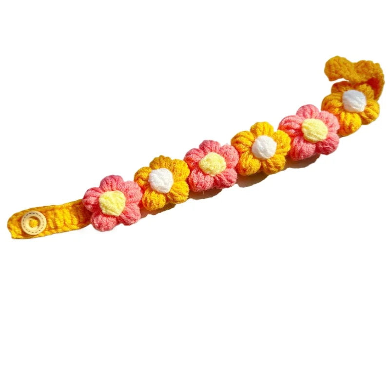 Pet Handmade Three-dimensional Yarn Flower Collar Cute Scarf Decorative Accessories Dog Cat Cute