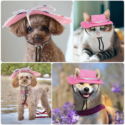 2Pcs Dog Bucket Hat Pet Baseball Cap Small Sun Protection Hats for Cats Dogs Net Visor Summer Outdoor Comfortable Wear Strong