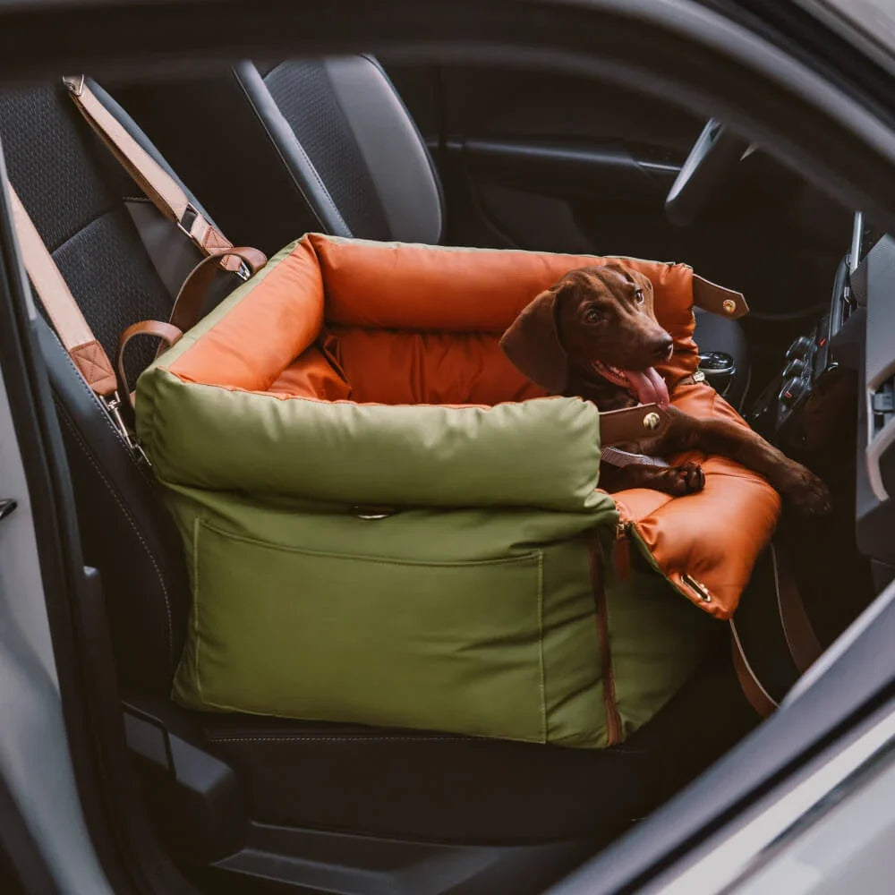 Pet Outing Lathe Luxury Faux Leather Dog Seat Pet Car Booster Bed Multi-Functional Pet Bed for Car Outing Dog/Cat Travel Seat