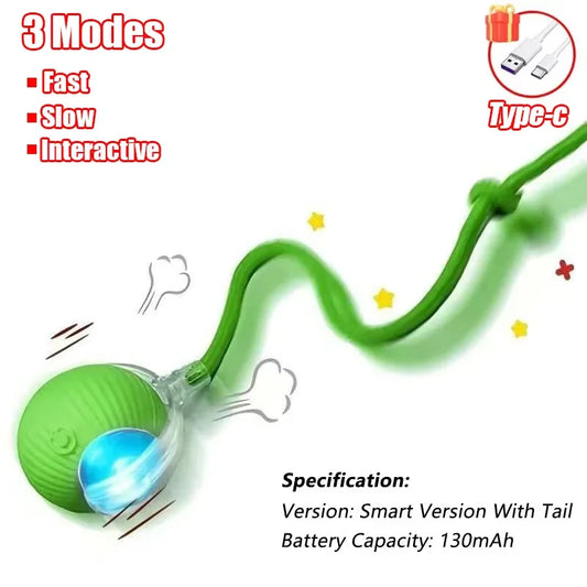 Dog Cat Training Rechargeable Electric Toy New Cat Interactive Ball Toy Automatic Rolling Ball Faux Tail Smart Pet Imitate Mouse