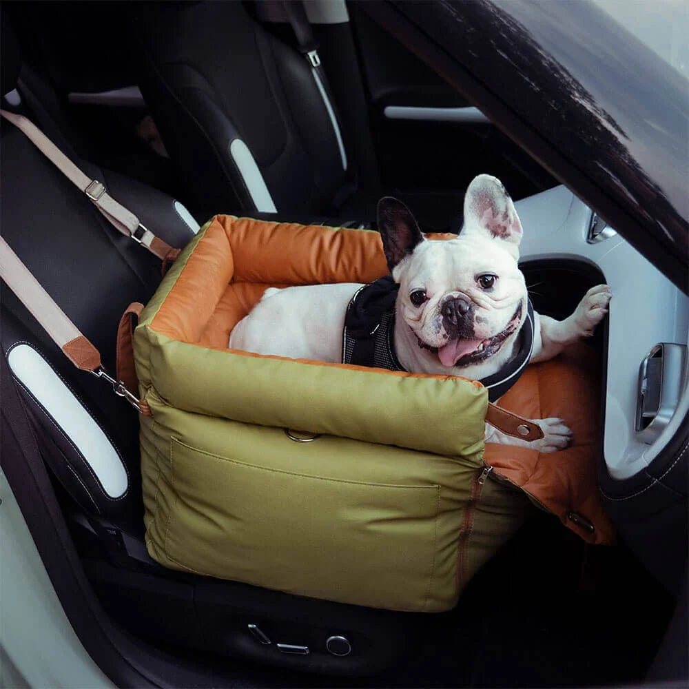 Pet Outing Lathe Luxury Faux Leather Dog Seat Pet Car Booster Bed Multi-Functional Pet Bed for Car Outing Dog/Cat Travel Seat