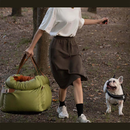 Pet Outing Lathe Luxury Faux Leather Dog Seat Pet Car Booster Bed Multi-Functional Pet Bed for Car Outing Dog/Cat Travel Seat