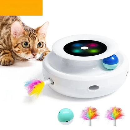 2 in 1 Smart Cat Toys Automatic Feather Fun Ball Toy Set For Cat Dog 5 Modes Interactive Pet Toy Accessories