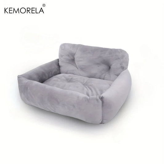 KEMORELA Car Seat for Cats & Small Dogs Winter Soft Gray Ergonomic Pet Carrier with Adjustable Straps Durable Polyester Material