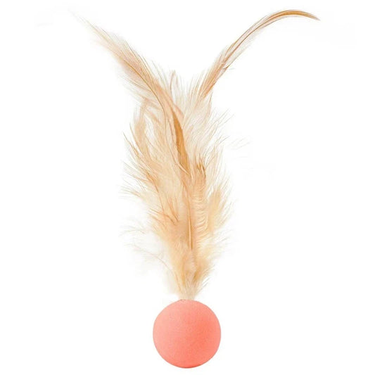 5pcs random color Funny Cat Elastic Ball Toy Interactive Balls Pet Supplies Feather Football Toys Dog Playthings Kitten