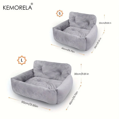 KEMORELA Car Seat for Cats & Small Dogs Winter Soft Gray Ergonomic Pet Carrier with Adjustable Straps Durable Polyester Material