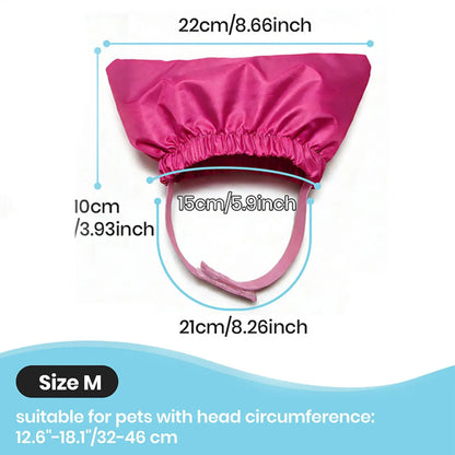 Cat Ear Covers For Bath Waterproof Reusable Adjustable Straps Cat Bathing Hat For Kittens Puppies Home Salon Grooming Swimming