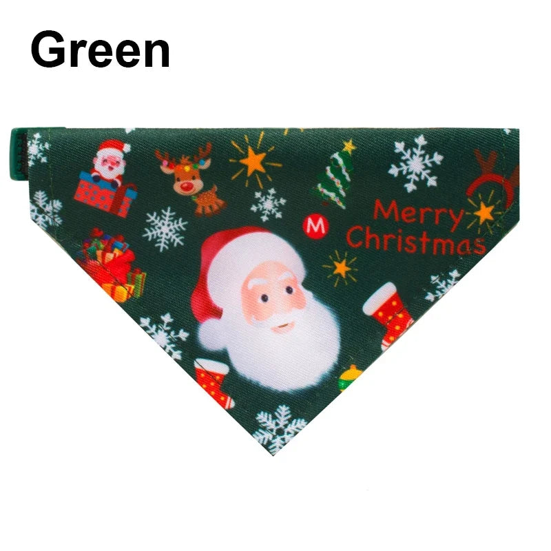 Christmas Pet Bandanas Collar for Dogs Cats cotton Triangular Bibs Scarf Collar with Santa Claus Pattern for small dog scarves