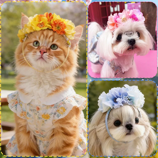 30PCS Fashion Pet Headwear Cute Princess Wedding  Birthday For Dog Gift Spring Flower For Small Dog Cat Grooming Decoration