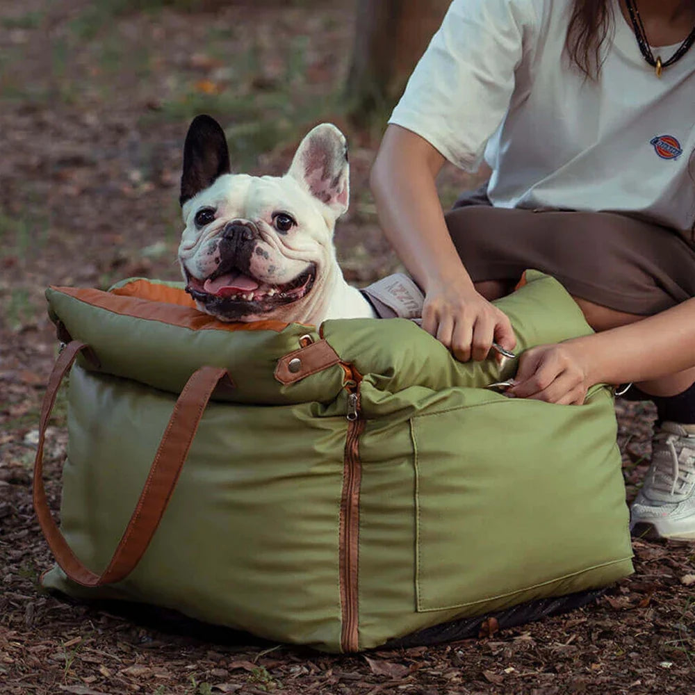 Pet Outing Lathe Luxury Faux Leather Dog Seat Pet Car Booster Bed Multi-Functional Pet Bed for Car Outing Dog/Cat Travel Seat