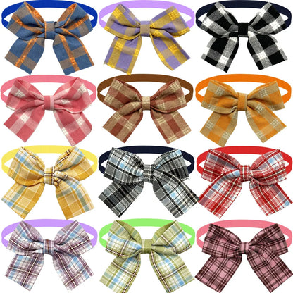 50/100pcs Plaid Dog ties For Mini Small Dog Bowties Adjustable Dogs Pets Cat Bow Tie For Small Dogs Fashion Dog Supplies