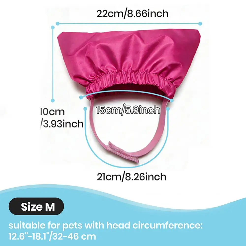 Cat Ear Covers For Bath Waterproof Reusable Adjustable Straps Cat Bathing Hat For Kittens Puppies Home Salon Grooming Swimming
