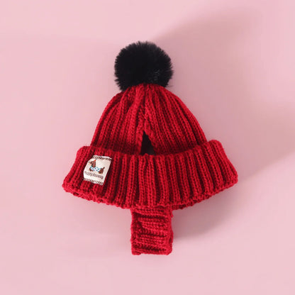 Knitted Dog Hat Exposed Winter Windproof Pet Cap Warm Knit Puppy Clothing for Small Dogs Christmas Photo Props