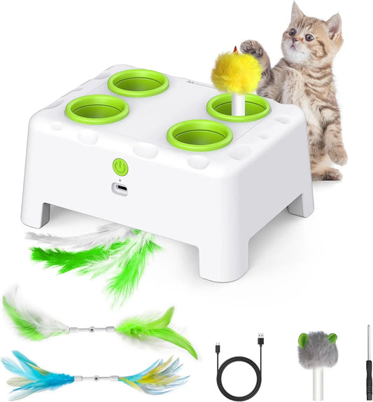 Automatic Pop-Up Rechargeable Feather Toy for Cats Dogs Interactive Playing Kitten Training Pet Supplies