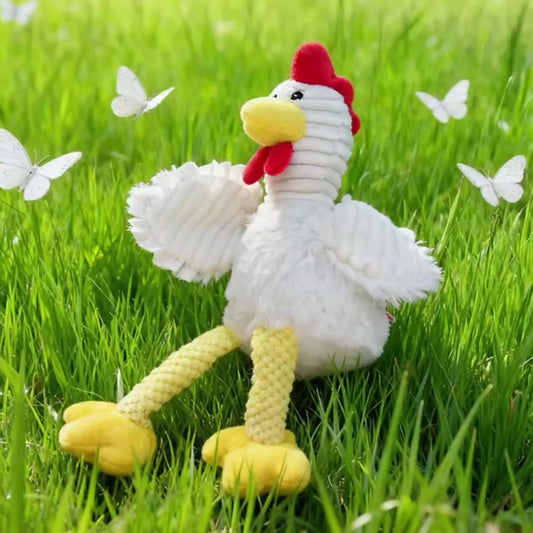 Pet Bite-Resistant Plush Interactive Toy with Sound, Cartoon Rooster Design, Suitable for Large, Medium, and Small Pets Such as Cats and Dogs, Double-Layer Fabric, Built-In Airbag