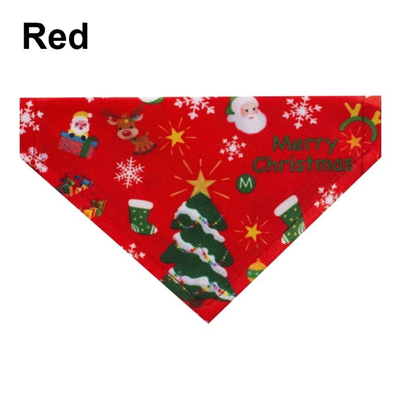 Christmas Pet Bandanas Collar for Dogs Cats cotton Triangular Bibs Scarf Collar with Santa Claus Pattern for small dog scarves