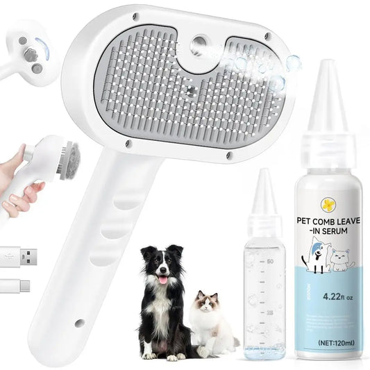Pet Steam Brush New Grooming Comb Shedding, Floating Hair, Smooth & Detangling, Gentle Cool Mist Soothes Hair Reduces Static For